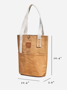 Tan Tote 100% Animal Free with White Webbed Straps